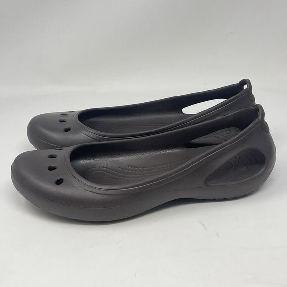Crocs Kadee Shoes Womens 10 Brown Ballet Flats Casual Comfort Slip On Light - Picture 2 of 14